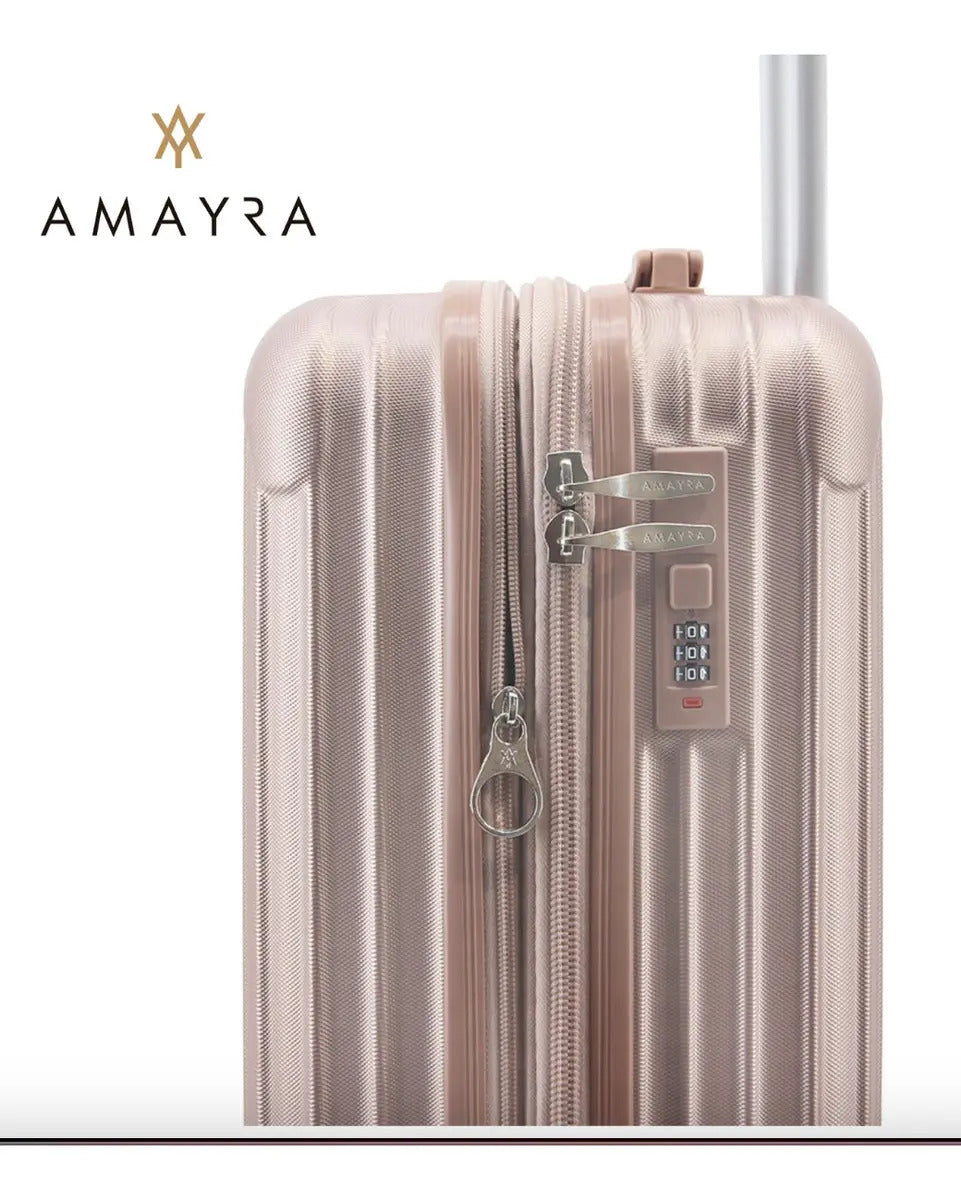 Valija Carry On Cabina Viaje 20 Pulgadas Abs Livana 4 Ruedas 360 Reforzada Amayra Color Oro Rosa Lisa