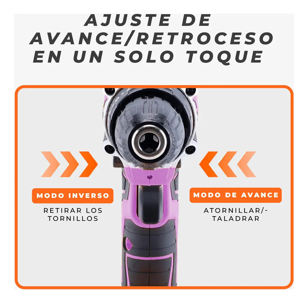Taladro Atornillador Percutor 20v 2 Baterías Kit Completo Portatil Inalambrico Rosa