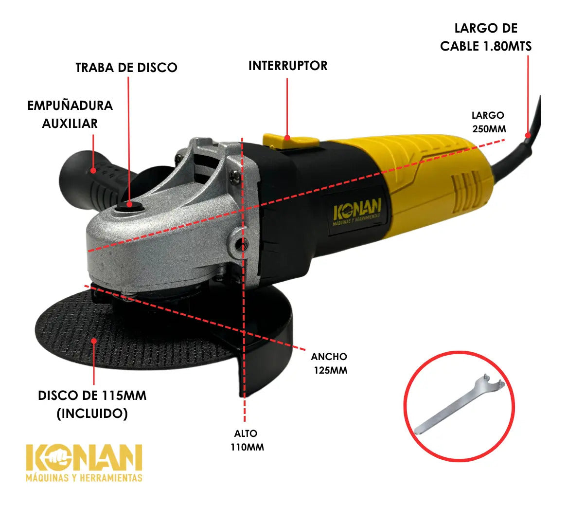Combo Taladro 750W y Amoladora Angular 115mm 720W Konan Bricolaje