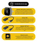 Adaptador Inalámbrico Carplay Android Auto 2 En 1 Usb Tipo C Gris Oscuro