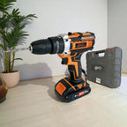 Taladro Atornillador Percutor 20v 2 Baterías Kit Completo Portatil Inalambrico Naranja