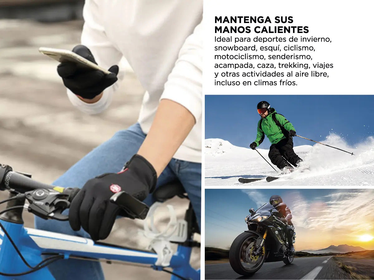 Guantes Tácticos Gadnic Térmicos Touchscreen Ciclismo Moto Color Negro Talle XL