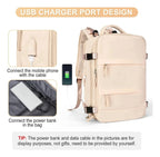 Mochila Viaje Carry On Compartimientos Usb Impermeable Viral Color Crema Diseño de la tela Liso