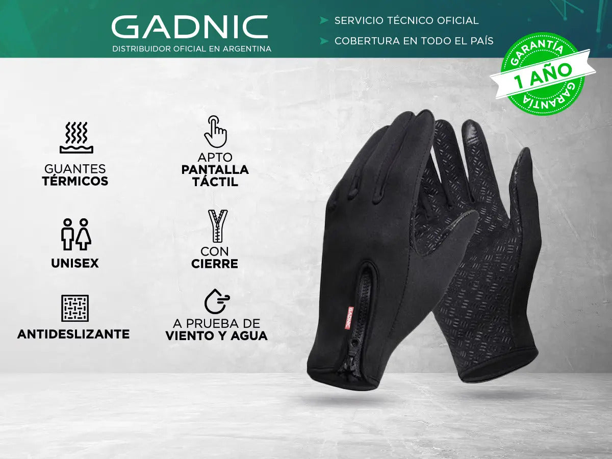 Guantes Tácticos Gadnic Térmicos Touchscreen Ciclismo Moto Color Negro Talle XL