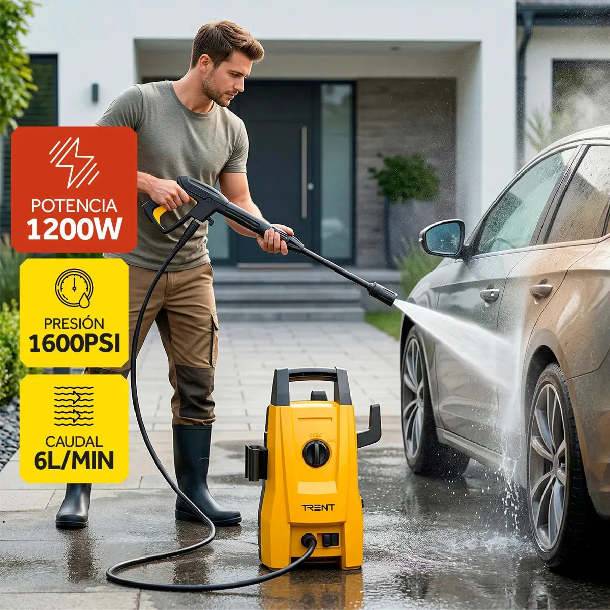 Hidrolavadora Electrica Alta Presion Trent Hlt203 1600 Psi 110 Bar Con Accesorios
