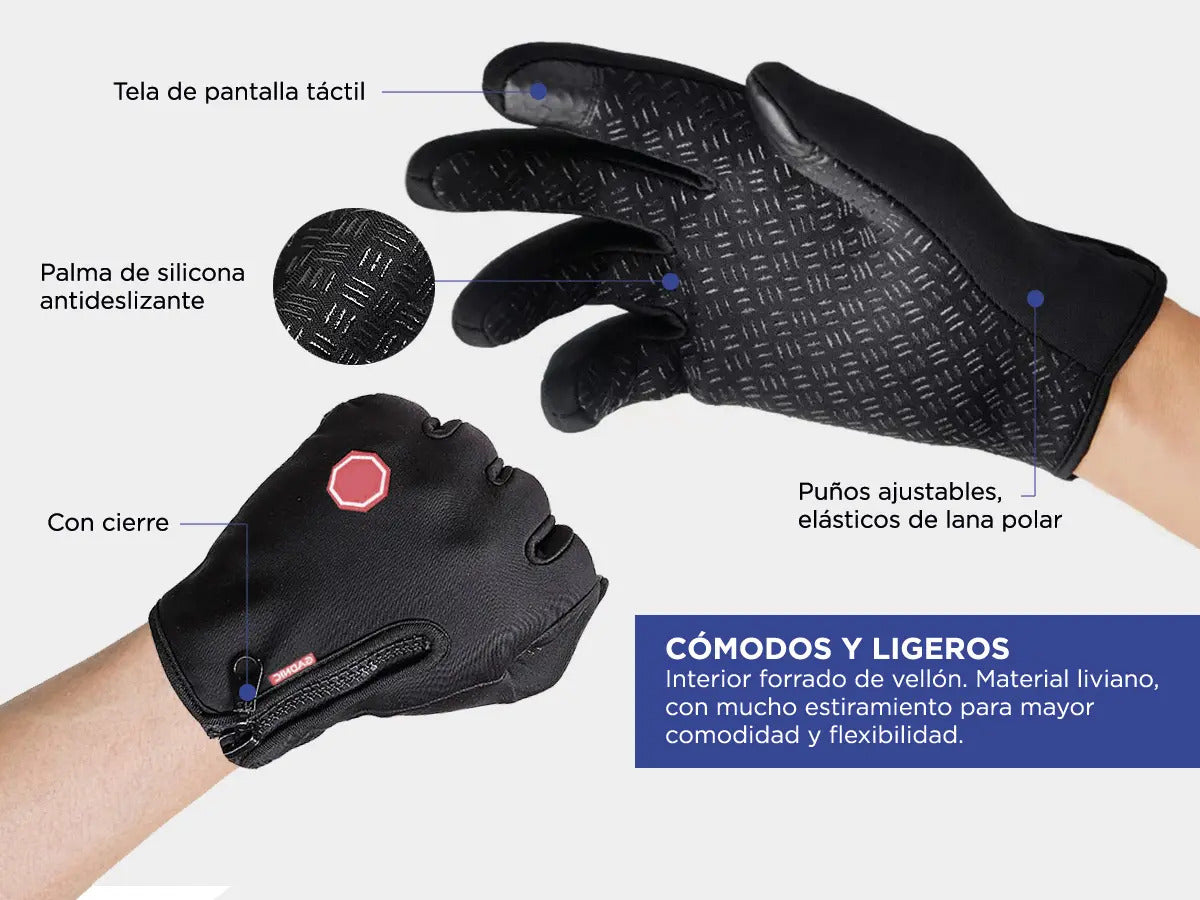Guantes Tácticos Gadnic Térmicos Touchscreen Ciclismo Moto Color Negro Talle XL