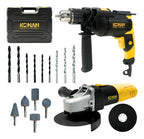 Combo Taladro 750W y Amoladora Angular 115mm 720W Konan Bricolaje