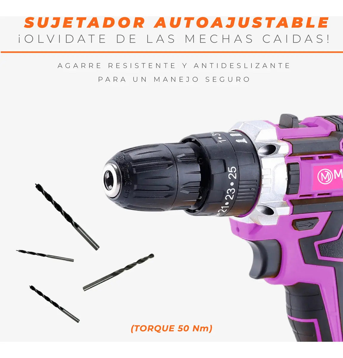 Taladro Atornillador Percutor 20v 2 Baterías Kit Completo Portatil Inalambrico Rosa