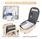 Mochila Viaje Carry On Compartimientos Usb Impermeable Viral Color Crema Diseño de la tela Liso