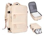 Mochila Viaje Carry On Compartimientos Usb Impermeable Viral Color Crema Diseño de la tela Liso