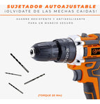 Taladro Atornillador Percutor 20v 2 Baterías Kit Completo Portatil Inalambrico Naranja