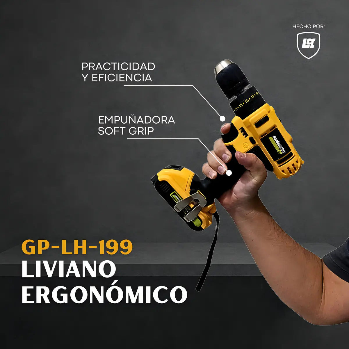 Taladro Atornillador Percutor Gp Garden Plus De Lusqtoff + 2 Baterias Inalambrico Mandril 10mm Con Regulador De Torque