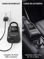 Inflador Compresor de Aire Portátil Inalámbrico Maneko para Auto, Moto y Bici con Powerbank y Luz LED