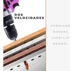 Taladro Atornillador Percutor 20v 2 Baterías Kit Completo Portatil Inalambrico Rosa