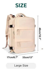 Mochila Viaje Carry On Compartimientos Usb Impermeable Viral Color Crema Diseño de la tela Liso