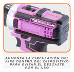 Taladro Atornillador Percutor 20v 2 Baterías Kit Completo Portatil Inalambrico Rosa