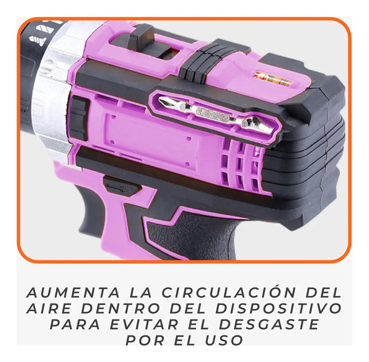 Taladro Atornillador Percutor 20v 2 Baterías Kit Completo Portatil Inalambrico Rosa